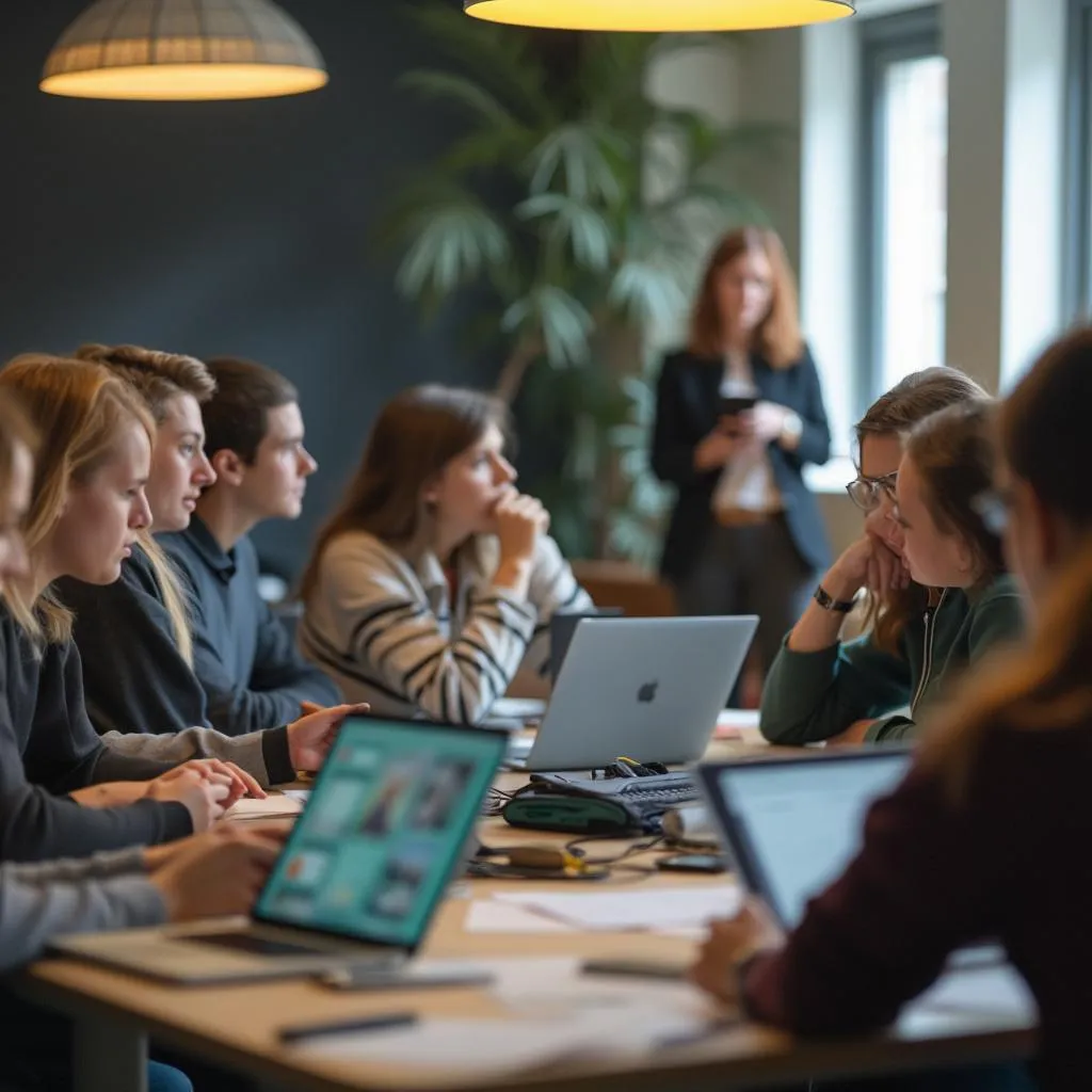 Studenti na workshopu Canva